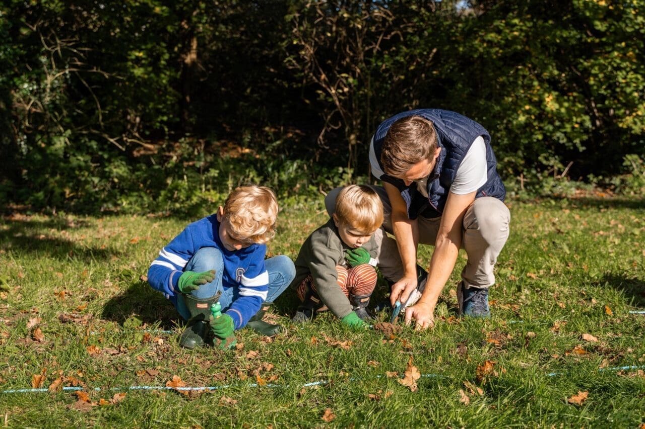 The North family planting daffodils