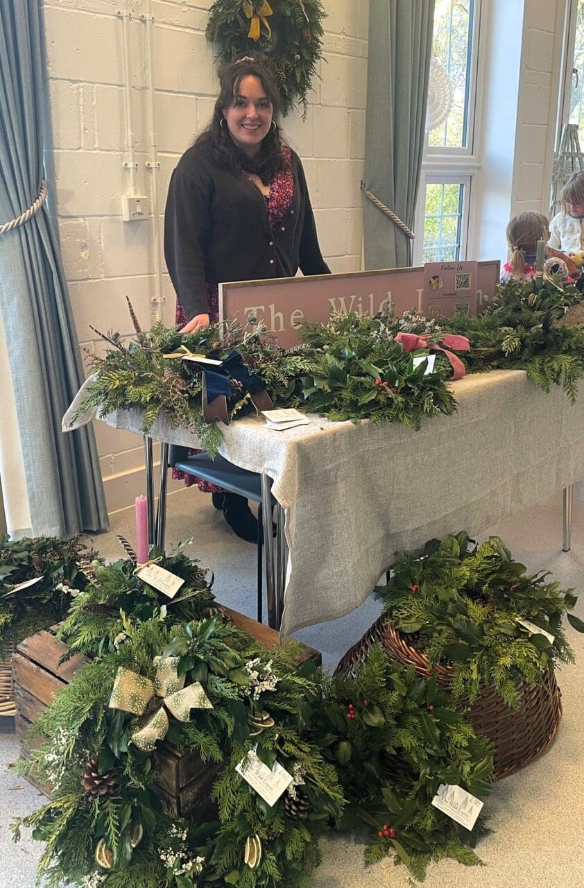 Jessie Barton of The Wild Lupin and her beautiful arrangement of wreaths and table centres.