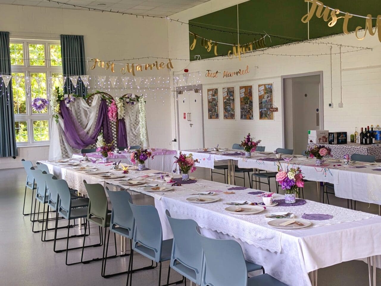 Locally grown wildflowers add to the rustic feel of the reception